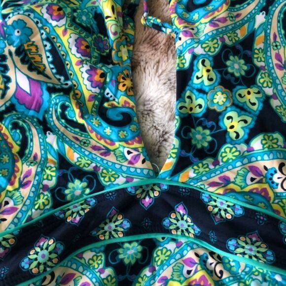 Laundry Ladies Med Teal Printed One Piece Swimsuit - Picture 3 of 4